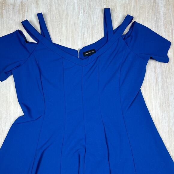 Lane Bryant Royal Blue Off Shoulder Strappy Fit & Flare Sweetheart Neck Dress 24 - Picture 2 of 15